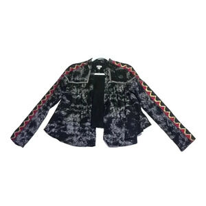 UO Ecote Womens Black Metallic Bolero Drape Cardigan Sz XS Rock Western Festival